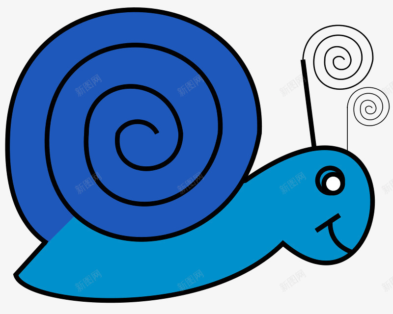 蓝色蜗牛png免抠素材_新图网 https://ixintu.com 卡通 小蜗牛 简单 蓝色