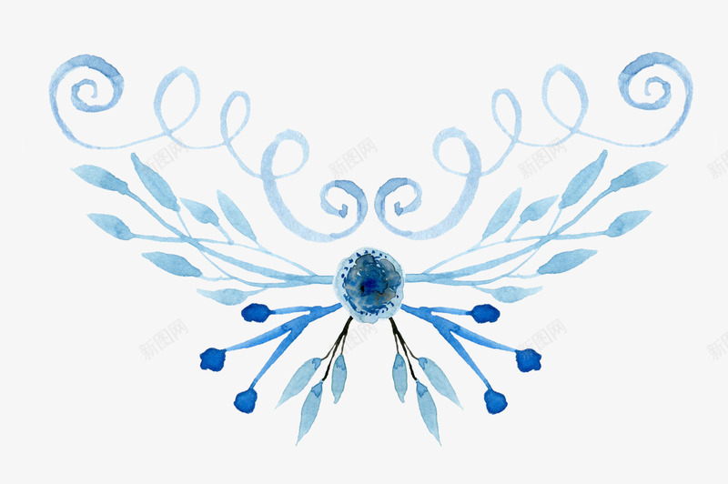 手绘花卉png免抠素材_新图网 https://ixintu.com 创意花型 各种花图案 商业图案 手绘图案 手绘植物 手绘花卉 月季花 植物图案 牡丹花 花 花型图案 蓝色花型