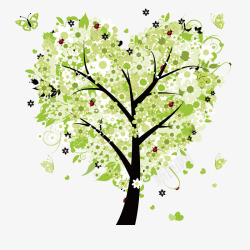心形绘画绿色植物大树元素矢量图高清图片
