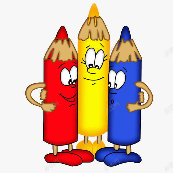 卡通彩色铅笔png免抠素材_新图网 https://ixintu.com 三支铅笔抱团 卡通铅笔 学习用具 红色铅笔 蓝色铅笔 黄色铅笔
