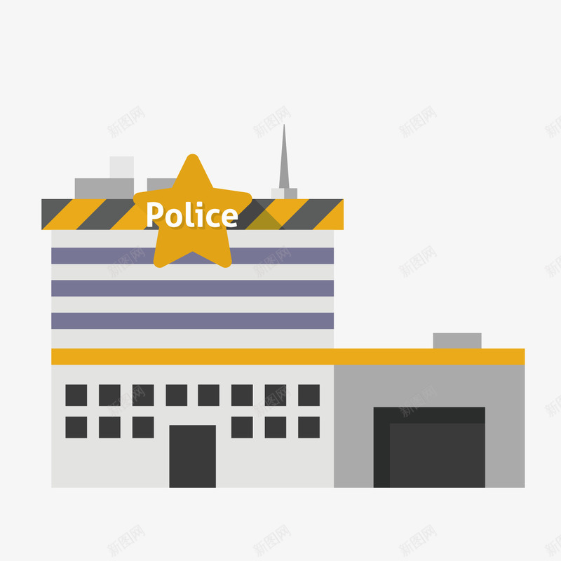 灰色警察局png免抠素材_新图网 https://ixintu.com 商务 安全 建筑 扁平化 灰色 英文 警察局 防护