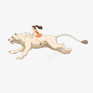 小女孩骑着老虎png免抠素材_新图网 https://ixintu.com 人与动物 动物 奔跑 女孩 老虎