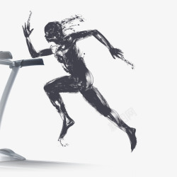 灰色跑步机创意跑步机奔跑的背影高清图片