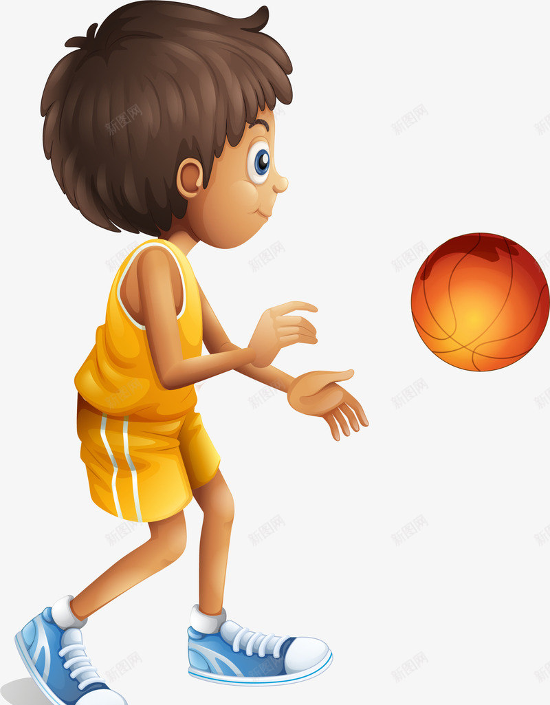 打篮球的帅气男孩png免抠素材_新图网 https://ixintu.com 卡通男孩 帅气男孩 打篮球 接球 篮球运动 黄色篮球
