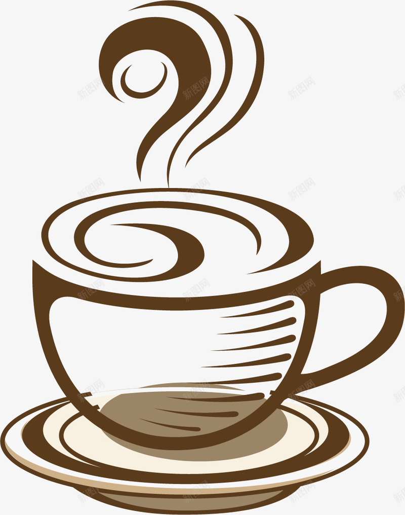 手绘棕色杯子图标png_新图网 https://ixintu.com 咖啡 手绘 杯子 棕色 碟子 简约 线条 香气