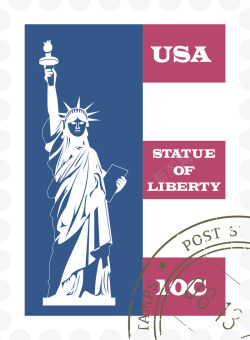 美国自由女神雕像创意美国邮票高清图片