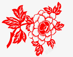 牡丹花剪纸红色剪纸牡丹花中国风高清图片