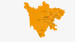 划分行政区橙色四川地图和行政区域划分高清图片