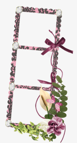 粉色花朵钻石边框素材