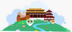 旅游社卡通扁平北京旅游景点背景高清图片
