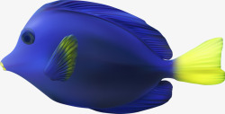 蓝色海底鱼可爱矢量图素材
