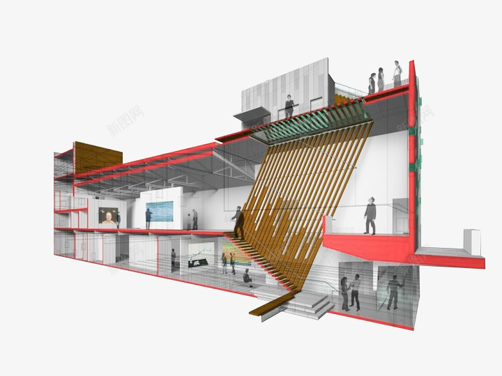 低层办公建筑剖面效果图png免抠素材_新图网 https://ixintu.com 公司环境 写字楼 剖面图 商务场景 商务楼 建筑 建筑设计 房地产 楼房 透视图