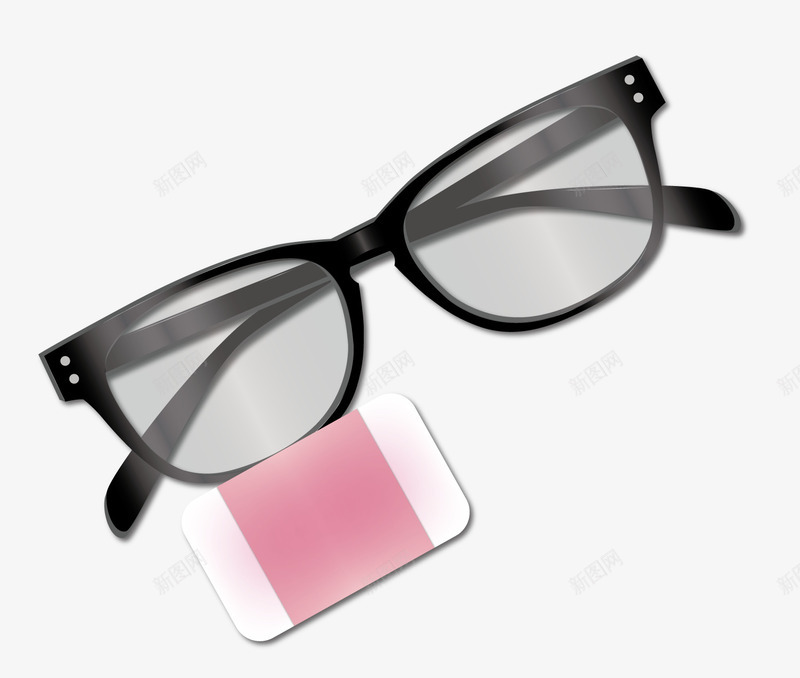 手绘黑色眼镜png免抠素材_新图网 https://ixintu.com 学习装饰 橡皮擦 眼镜 镜框 黑色眼镜