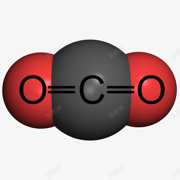 手绘二氧化碳png免抠素材_新图网 https://ixintu.com 二氧化碳 化学分子 卡通 简笔 红色的 黑色
