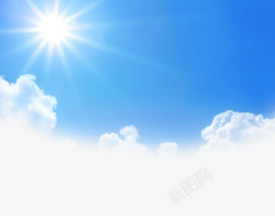 夏日阳光字体设计蓝天白云背景高清图片