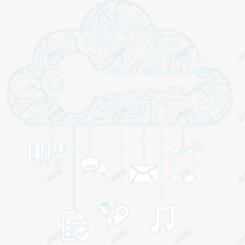 云数据装饰图案图标png_新图网 https://ixintu.com 云 云数据 互联网 图标 科技 线路 计算机 通讯