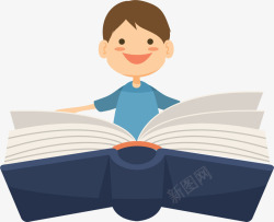 飞行的书本坐着书本飞行的小男孩高清图片