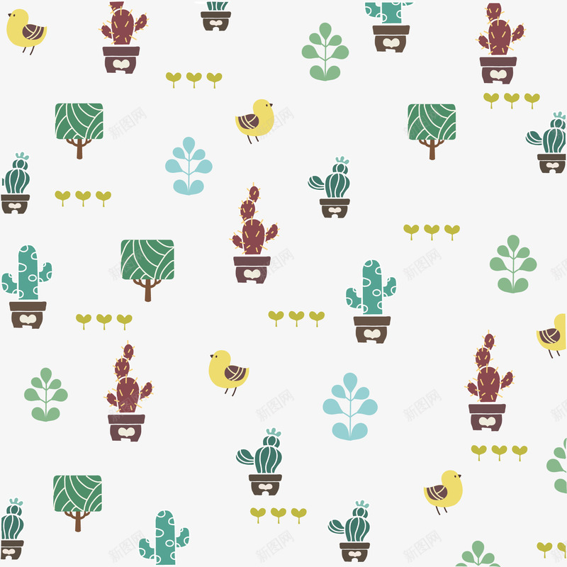 手绘植物背景png免抠素材_新图网 https://ixintu.com 创意的 卡通 可爱 彩色 手绘的 植物 简单 背景