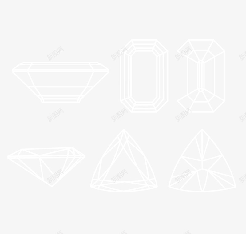 钻石线条心形钻图形png免抠素材_新图网 https://ixintu.com 对称图形 钻石线条
