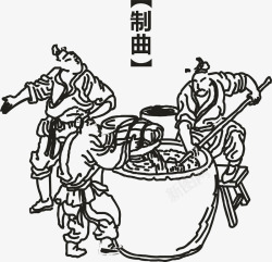 中国古代酿酒图古法制曲高清图片