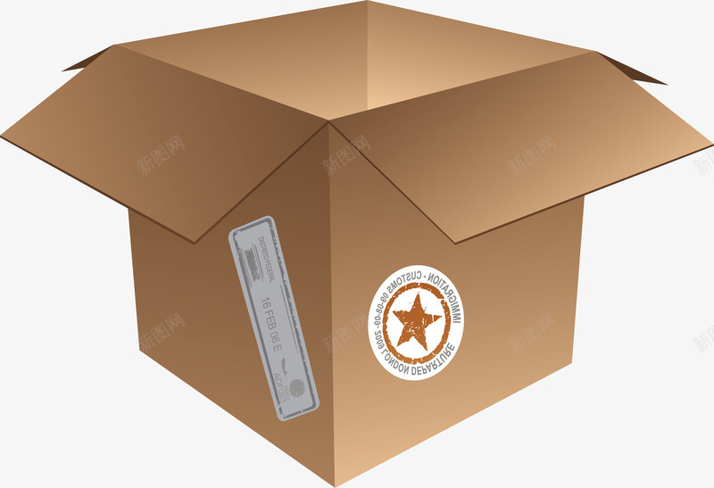 空箱子png免抠素材_新图网 https://ixintu.com png 印章 打开纸盒子 星星 矢量素材 空盒子 空纸箱