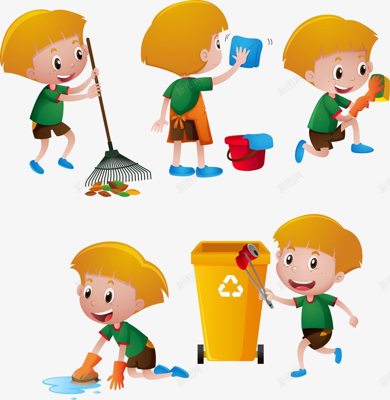 手绘打扫卫生的小男孩png免抠素材_新图网 https://ixintu.com 小男孩 手绘 打扫卫生 捡东西 捡垃圾 擦地