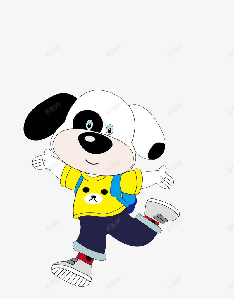 奔跑的小狗png免抠素材_新图网 https://ixintu.com 奔跑的卡通人 小熊上衣 张开手臂 微笑脸 跑步 运动 黄色