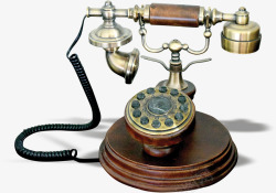 拨号电话机咖啡色复古电话机高清图片