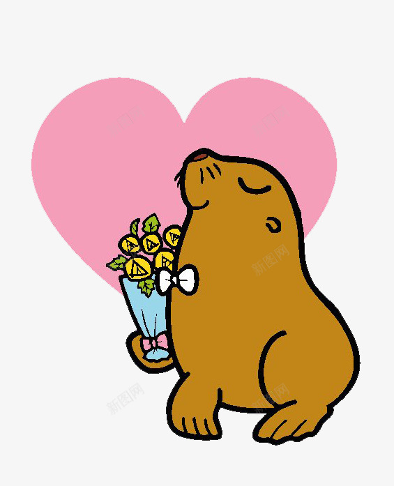 卡通拿鲜花的海豹png免抠素材_新图网 https://ixintu.com 求婚 海洋馆 海豹 鲜花