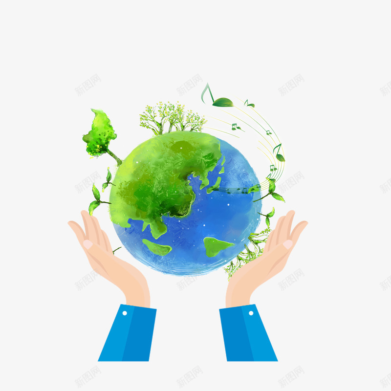 双手保护地球png免抠素材_新图网 https://ixintu.com 健康 卡通 双手 地球 手绘 植物 环保 绿化 绿色