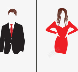 红衣服美女一个性感美女与一个帅气的男士矢量图高清图片
