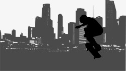 运动故障风海报黑色扁平城市滑板高清图片