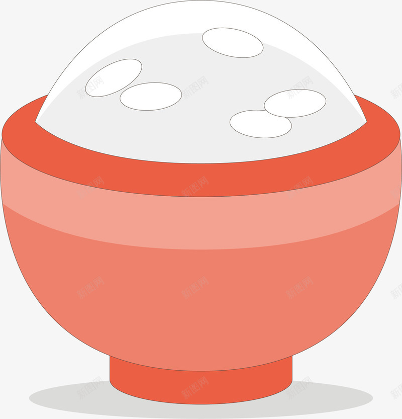 大碗的米饭矢量图ai免抠素材_新图网 https://ixintu.com 几何形状 白白的大米 米饭 粮食 红色的碗 食物 矢量图
