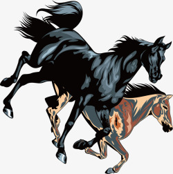 野马装饰设计矢量中国风奔跑的野马装饰矢量图高清图片