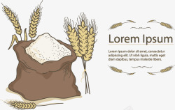 北大有机面粉手绘复古小麦面粉矢量图高清图片