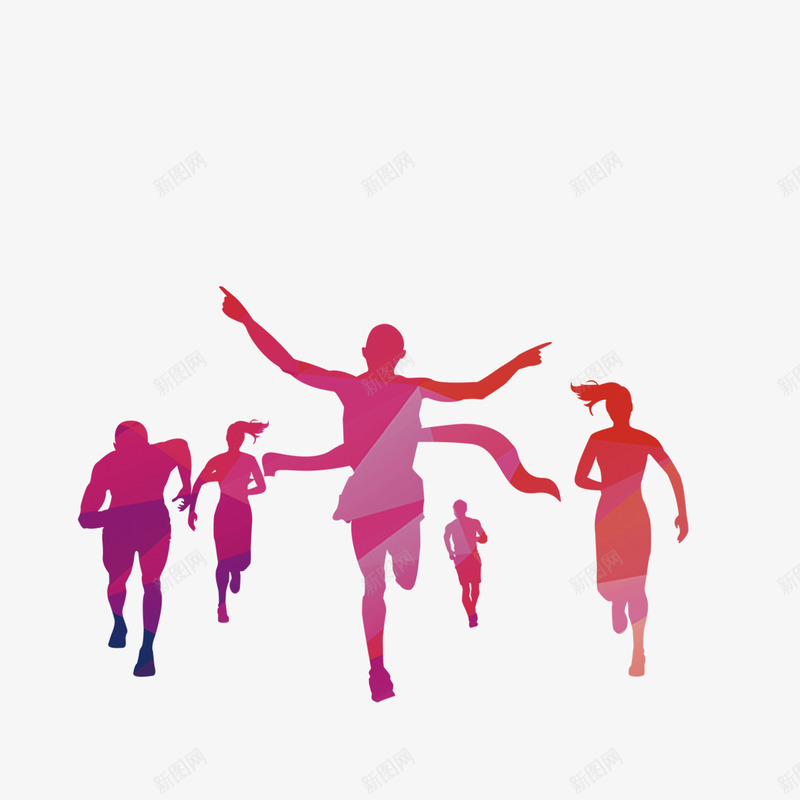奔跑png免抠素材_新图网 https://ixintu.com 人 几何 剪影 奔跑 彩色 运动