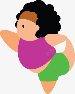 卡通瑜伽锻炼女孩素材
