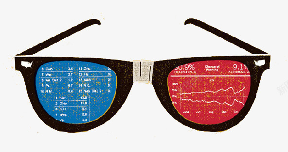 卡通红蓝色眼镜png免抠素材_新图网 https://ixintu.com 数据分析 眼镜 近视镜 高科技
