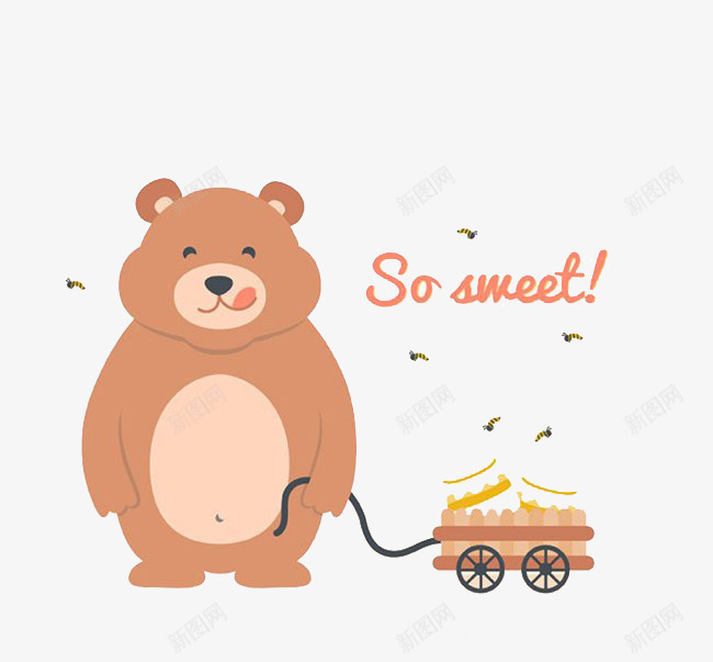 拉蛋糕的小熊png免抠素材_新图网 https://ixintu.com 卡通 可爱 浅棕色