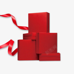 红色礼盒红色新年礼物礼盒情人节礼包丝带高清图片