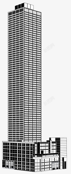 方形立体黑白大楼素材