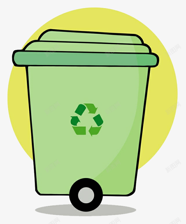 卡通绿色可循环垃圾桶png免抠素材_新图网 https://ixintu.com 三角 回收 垃圾 垃圾场 垃圾处理 垃圾桶 废物 废物利用 循环 清洁 环保 绿色