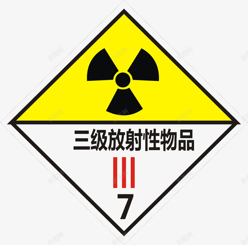 三级放射性物品图标png_新图网 https://ixintu.com 公共信息标志 公共标识标记 危险货物包装标志 危险货物包装标识