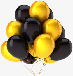 天空色黑色与金色的气球高清图片