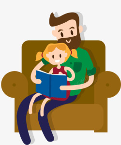 看书的女儿矢量素材父亲节一起看书的父女高清图片
