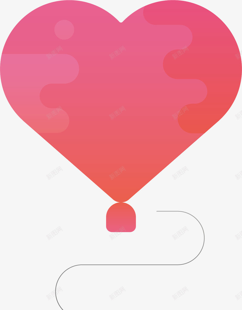 红心形状的气球矢量图ai免抠素材_新图网 https://ixintu.com 升空 卡通 气球 爱心 爱情 红心 飞起 矢量图