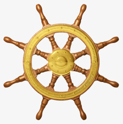 棕色船舵棕色控制方向的金色轴心圆舵盘实高清图片