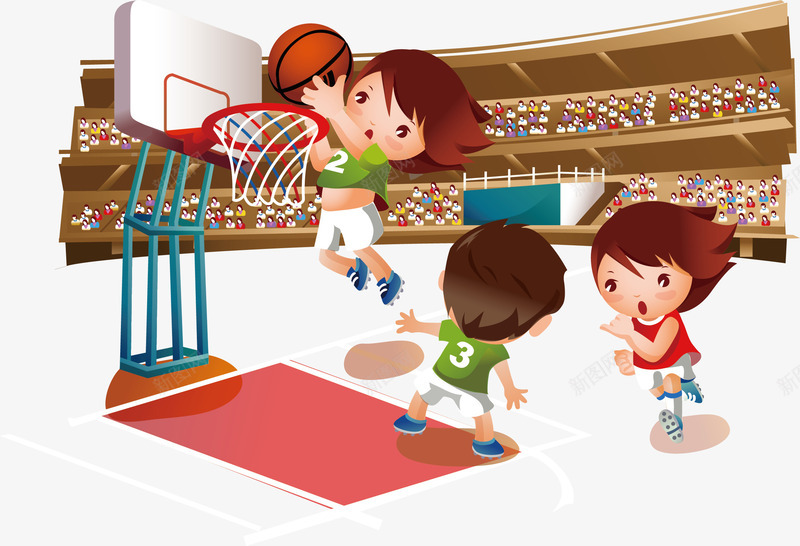 可爱卡通篮球运动矢量图ai免抠素材_新图网 https://ixintu.com 儿童 卡通 可爱 孩子 篮球 运动 矢量图