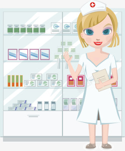一个医药包医药柜和一个女护士矢量图高清图片
