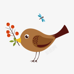 扁平化鸟类棕色可爱小麻雀矢量图高清图片